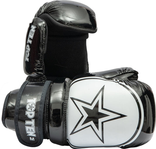 TOP TEN Pointfighter Gloves "BLOCK" - Black/White Star